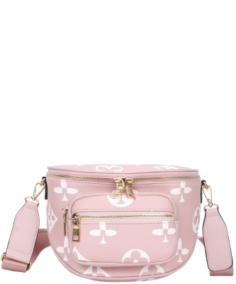 fashion Print Zipper Crossbody Bag DH-9096 PINK